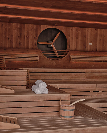 Panorama Finnish sauna for infusions in spa hotel austria