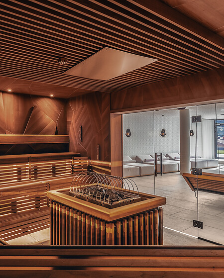 Family sauna as a textile sauna with views of the Grossarltal valley