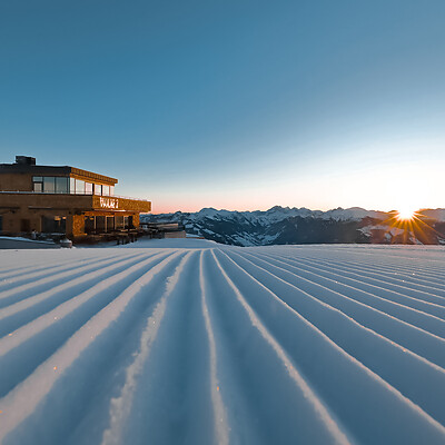 Apres Ski in den Bergen im Bergrestaurant auf der Hütte